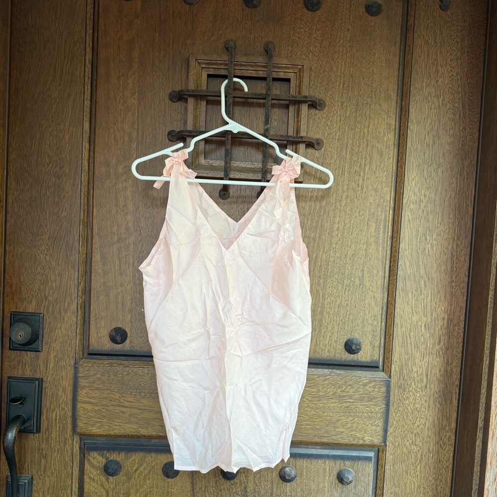 Pink Sleeveless Top 100% silk blouse size XL